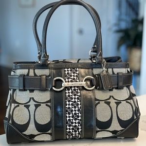 Coach Signature Monogram Black and Grey CC Shoulder Bag